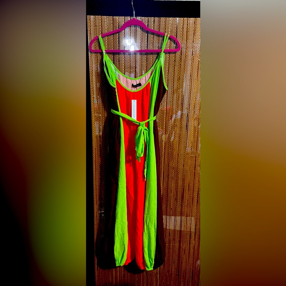 Parachute Pants Jumpsuit With Orange Brown And Green